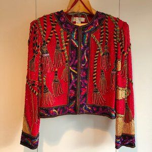 Vintage Niteline Red Sequined Holiday Jacket